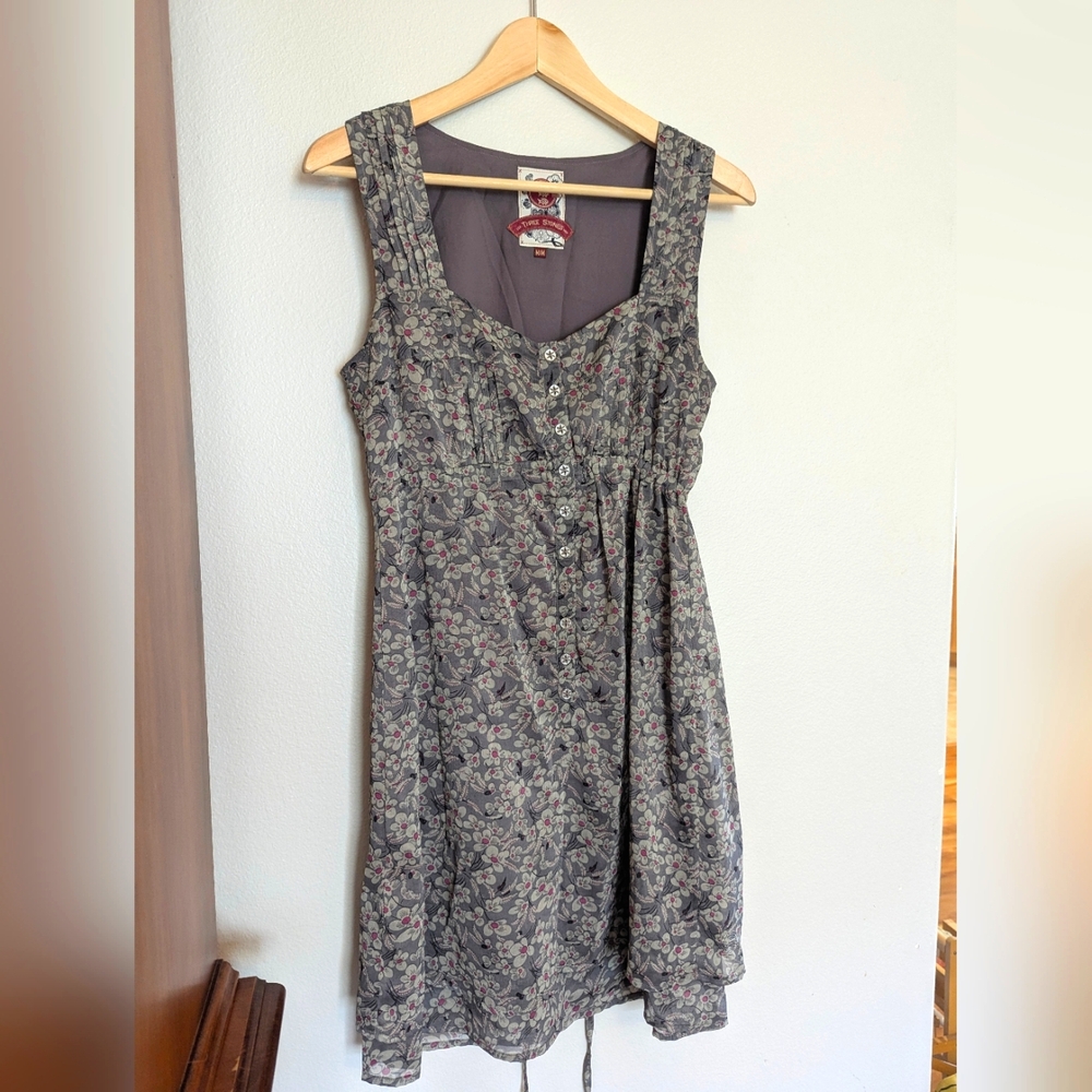 Floral Gray Sleeveless Dress